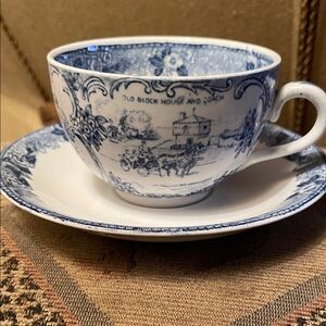 Vintage Blue and White Teacup and Saucer Set